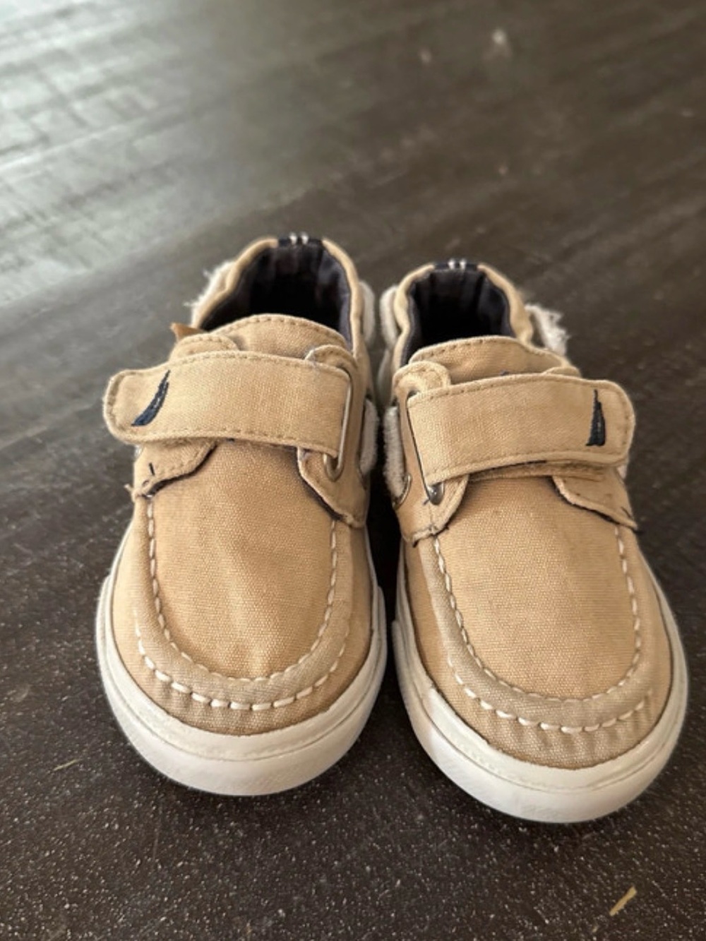 Nautica Boys Tan Canvas Hook-and-Loop Sneakers